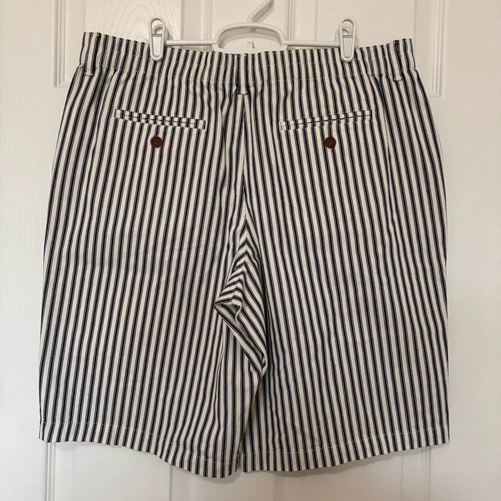 Lands’ End Shorts Blue & White Ticking Striped Bermuda Women’s Sz 14P